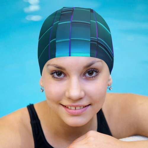yanfind Swimming Cap Björn Crombach Abstract Texture Shapes Metallic Purple Elastic,suitable for long and short hair