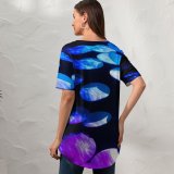 yanfind V Neck T-shirt for Women William Warby Abstract Dark Stands Purple Summer Top  Short Sleeve Casual Loose