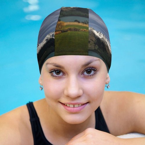 yanfind Swimming Cap Dominic Kamp Lake Wakatipu Queenstown Zealand  Mountains  Range Snow Covered Elastic,suitable for long and short hair