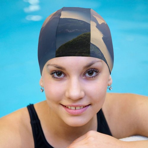 yanfind Swimming Cap Dominic Kamp Lake Lucerne Landscape Mountains Sunset Switzerland Elastic,suitable for long and short hair