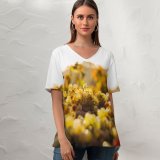 yanfind V Neck T-shirt for Women Flora Vine Vineyard Grapes Wallpapers Sunshine Plant Australia Produce Fruits Gold Summer Top  Short Sleeve Casual Loose