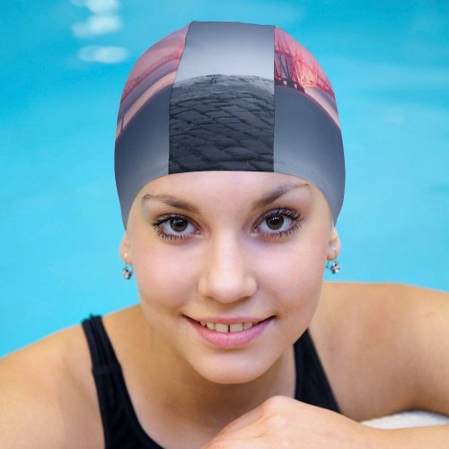 yanfind Swimming Cap Otto Berkeley Architecture Forth  United  UNESCO Heritage Queensferry Sunset River Elastic,suitable for long and short hair