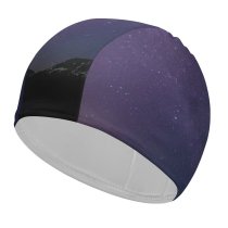 yanfind Swimming Cap Dennison Lim Aurora Borealis Milky Way Purple Sky Night Starry Sky Elastic,suitable for long and short hair