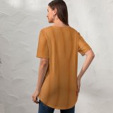 yanfind V Neck T-shirt for Women Sand Sahara Ripples Peach Summer Top  Short Sleeve Casual Loose
