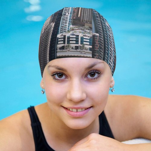 yanfind Swimming Cap Dubai Cityscape Skyscrapers Metropolitan Urban Elastic,suitable for long and short hair