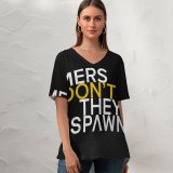 yanfind V Neck T-shirt for Women Black Dark Quotes Gamer Quotes Dont Die Respawn Hardcore Dark Summer Top  Short Sleeve Casual Loose