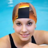 yanfind Swimming Cap Sunset Hills  Rays Clouds Elastic,suitable for long and short hair