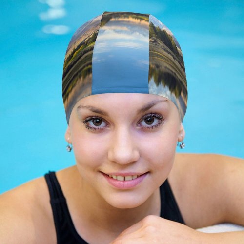 yanfind Swimming Cap Destin Mount Hutton Lake Landscape Reflections Zealand Elastic,suitable for long and short hair