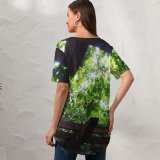 yanfind V Neck T-shirt for Women Bay Patio Pergola Wallpapers Disney's Lake Studios Garden Outdoors Stock Free Summer Top  Short Sleeve Casual Loose