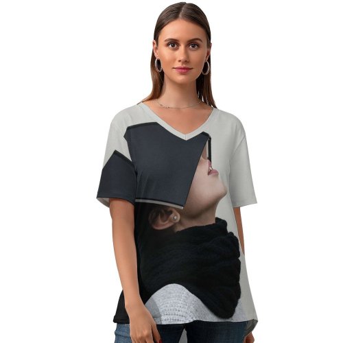 yanfind V Neck T-shirt for Women Boring Prague Wallpapers Grey Czechia Pictures Hate Free Summer Top  Short Sleeve Casual Loose