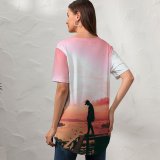 yanfind V Neck T-shirt for Women HQ Public Sky Wallpapers Dusk Outdoors Pictures Dawn Desktop Sunrise Sunset Summer Top  Short Sleeve Casual Loose
