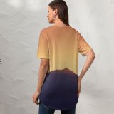 yanfind V Neck T-shirt for Women Jordan Steranka Mountains Sunset Silhouette Sky Dusk Sunrise Seattle Washington Landscape Summer Top  Short Sleeve Casual Loose