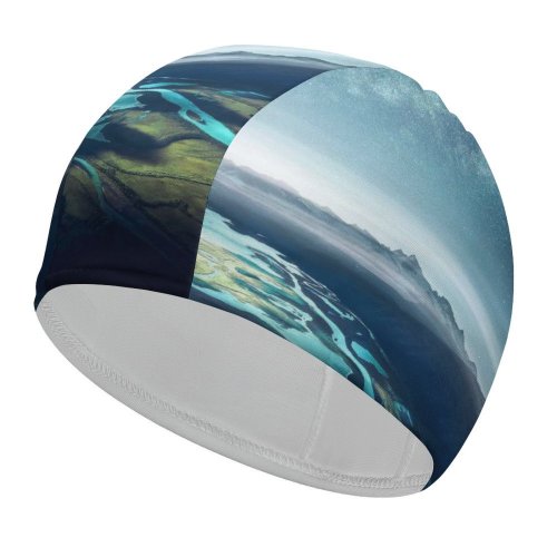 yanfind Swimming Cap Grafixart Mountains Starry Sky Night Aerial Landscape Elastic,suitable for long and short hair