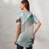 yanfind V Neck T-shirt for Women Journey Texture Flare Wallpapers Friends Plant Tree Free Palm Summer Trip Summer Top  Short Sleeve Casual Loose