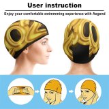 yanfind Swimming Cap Celebrations Year Happy Golden Letters Dark Elastic,suitable for long and short hair