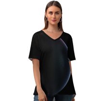 yanfind V Neck T-shirt for Women Daniel Olah Space Black Dark Planet Astronomy Outer Space Dark Summer Top  Short Sleeve Casual Loose