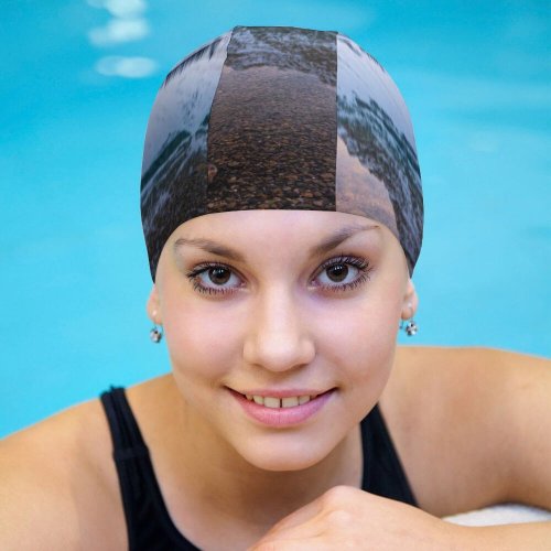 yanfind Swimming Cap Bow Lake Crowfoot   Banff National Park Canadian Rockies  Mountains Elastic,suitable for long and short hair