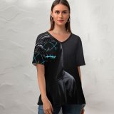 yanfind V Neck T-shirt for Women Black Dark Neon Dark Hoodie Light Summer Top  Short Sleeve Casual Loose