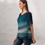 yanfind V Neck T-shirt for Women Grafixart Aurora Borealis Night Sky Stars Landscape Starry Sky Summer Top  Short Sleeve Casual Loose