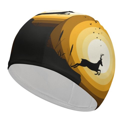 yanfind Swimming Cap Suryapraveen Dark Minimal Deer Silhouette Elastic,suitable for long and short hair