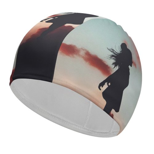 yanfind Swimming Cap Luizclas Girl Mood Silhouette Evening Sky Elastic,suitable for long and short hair