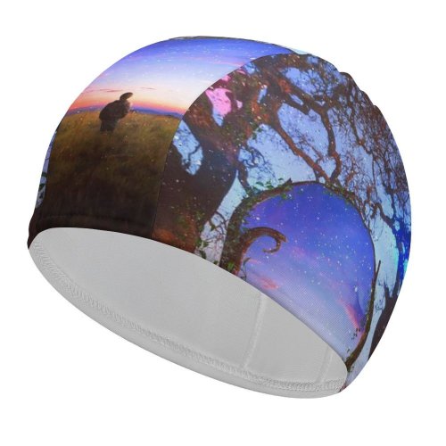 yanfind Swimming Cap Thiago Garcia Fantasy Surreal Dream Alone Doorway Spectrum Portal Elastic,suitable for long and short hair