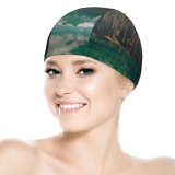 yanfind Swimming Cap Cristina Gottardi  Mountains Snow Covered Fir Trees Mirror Lake Reflection Landscape Elastic,suitable for long and short hair