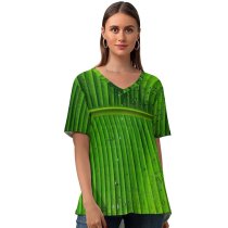 yanfind V Neck T-shirt for Women Ricardo Gomez Angel Banana Leaf Texture Drops Closeup Summer Top  Short Sleeve Casual Loose