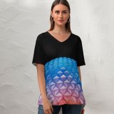 yanfind V Neck T-shirt for Women Benjamin Suter Abstract Spaceship Earth Epcot Walt Disney Modern Architecture Summer Top  Short Sleeve Casual Loose