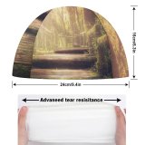yanfind Swimming Cap Dorothe Wooden Stairs Forest Jungle Trees Sunlight Wooden Planks Elastic,suitable for long and short hair