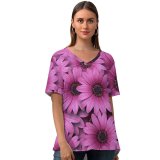 yanfind V Neck T-shirt for Women Flowers Gerbera Flowers Daisy Flowers Daisies Summer Top  Short Sleeve Casual Loose