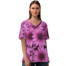 yanfind V Neck T-shirt for Women Flowers Gerbera Flowers Daisy Flowers Daisies Summer Top  Short Sleeve Casual Loose