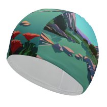 yanfind Swimming Cap Lake Mountains Rocks Evening Scenery MacOS Big Sur IOS Elastic,suitable for long and short hair