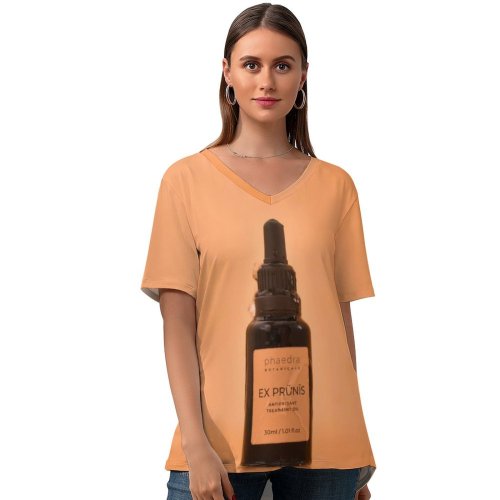 yanfind V Neck T-shirt for Women Bottle Botanicals Oil Public Athens Wallpapers Plant Made Beauty Prunis Treatment Summer Top  Short Sleeve Casual Loose