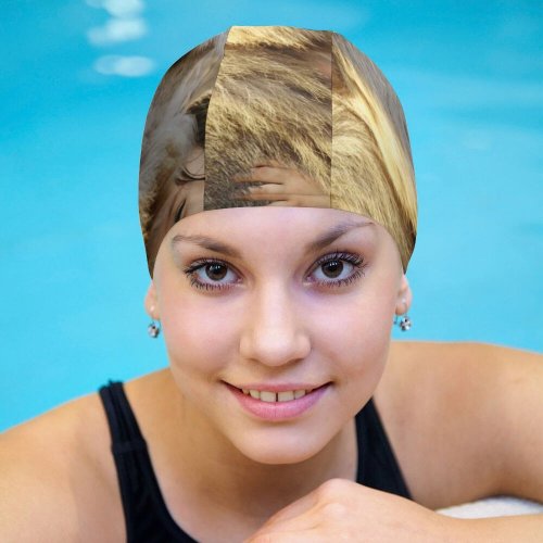 yanfind Swimming Cap SarahRichterArt Cute Lion Girl Child Laughing Roaring Wild Adorable Elastic,suitable for long and short hair