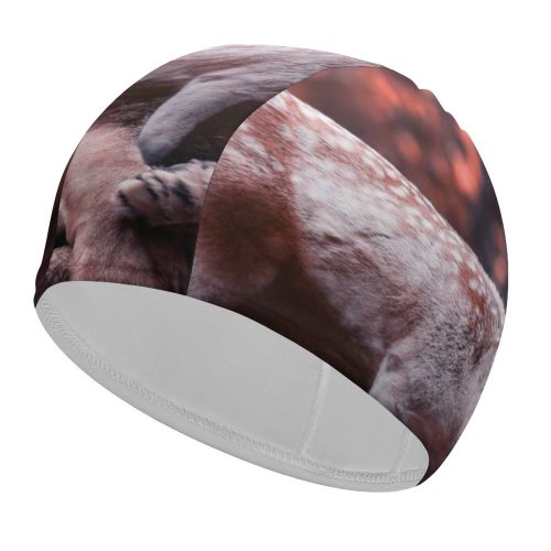 yanfind Swimming Cap Comfreak Lion Deer Hirsch  Wild Big Cat Carnivore Fantasy Cute Elastic,suitable for long and short hair