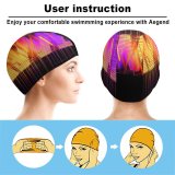 yanfind Swimming Cap Dark Neon Colorful AMOLED Typography Elastic,suitable for long and short hair
