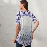 yanfind V Neck T-shirt for Women Architecture Ceiling Dome Skylight Look Indoor Structure Geometrical Summer Top  Short Sleeve Casual Loose