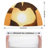 yanfind Swimming Cap Love Sunset Silhouette Heart Hands Together Valentine&# ;s Sunburst Gold Elastic,suitable for long and short hair