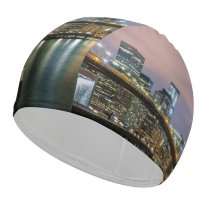 yanfind Swimming Cap Danny García Brooklyn  York Cityscape City Lights Reflections Skyscrapers Suspension Elastic,suitable for long and short hair