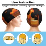 yanfind Swimming Cap Love Couple Romantic Kiss Silhouette Sunset Seascape Together Elastic,suitable for long and short hair