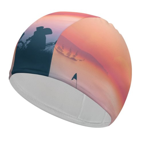 yanfind Swimming Cap Coyle Lifestyle Goonies Morning Sunrise Silhouette Minimal Art Landscape Panorama Elastic,suitable for long and short hair