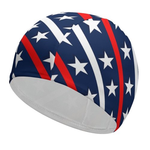 yanfind Swimming Cap Patriotic,red,white,blue,stars,diagonal,strips,freedom,memorial,independence Day,july 4th,fourth Elastic,suitable for long and short hair