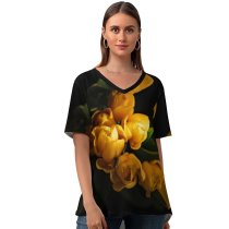 yanfind V Neck T-shirt for Women Arrangement Plant Commons Bouquet Blossom Flower Tulips Tulip Spring Creative Flowers Summer Top  Short Sleeve Casual Loose