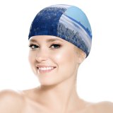 yanfind Swimming Cap PIROD Winter Forest Snow Trees Hill Sky Clear Sky Sky Elastic,suitable for long and short hair