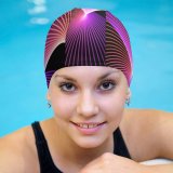 yanfind Swimming Cap PIRO Abstract Dark Patterns Multicolor Lines Colorful Glowing Elastic,suitable for long and short hair