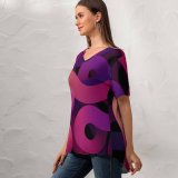 yanfind V Neck T-shirt for Women Abstract Air Dark Summer Top  Short Sleeve Casual Loose