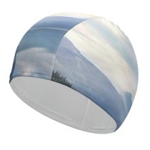 yanfind Swimming Cap River Mountains Forest Sunny Landscape Elastic,suitable for long and short hair