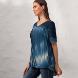 yanfind V Neck T-shirt for Women Luca Bravo Modern Architecture Night Urban Building Summer Top  Short Sleeve Casual Loose