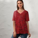 yanfind V Neck T-shirt for Women Tile Glaze Glazed Glazing Varnish Icing Wall Glow Glowing Texture Disco Glitter Summer Top  Short Sleeve Casual Loose